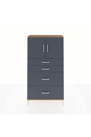 Arges Dolap 2 Raflı 4 Çekmeceli 2 Kapaklı 88x30x163 Çam-Antrasit