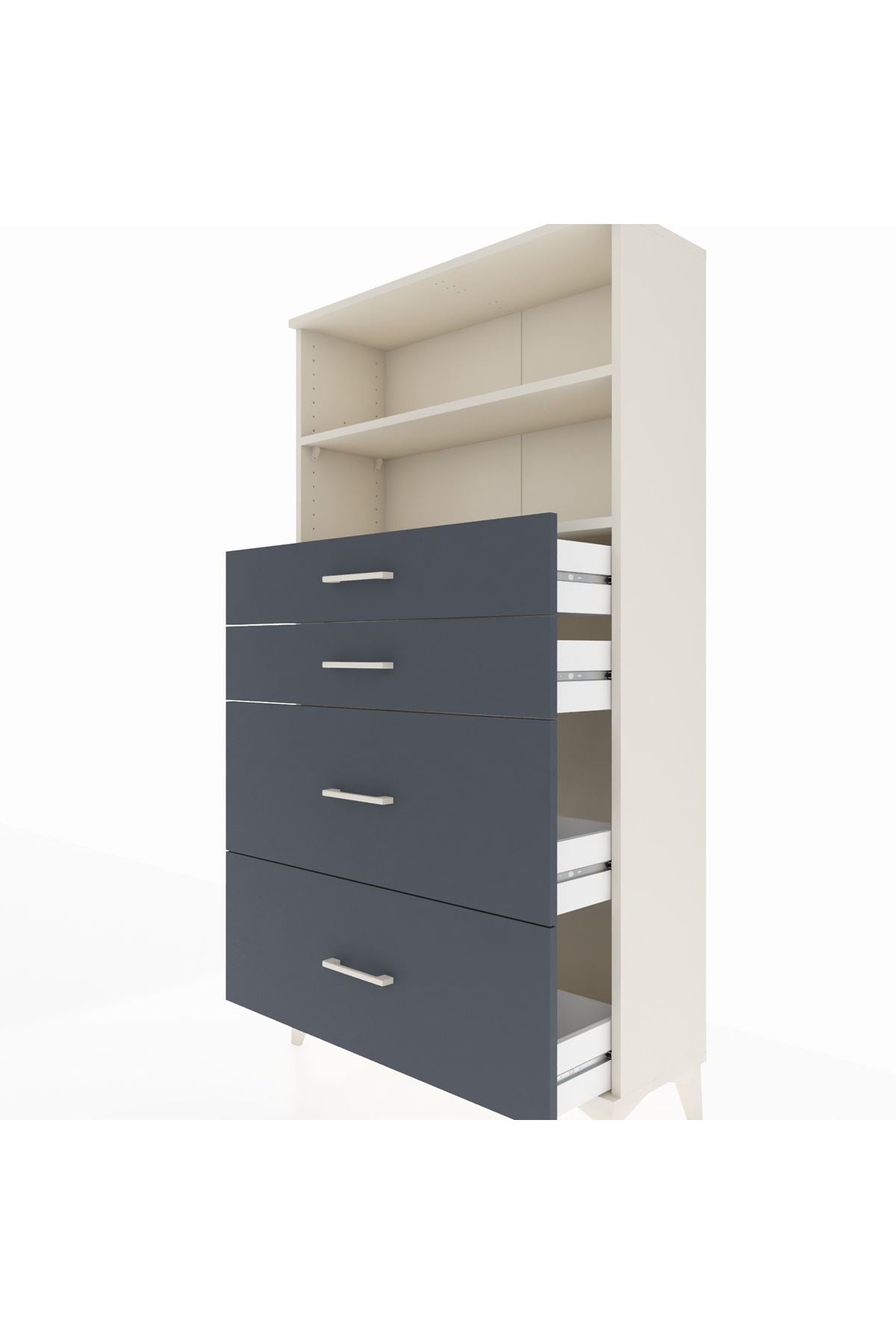 Arges Dolap 2 Raflı 4 Çekmeceli 88x30x163 Aytaşı-Antrasit