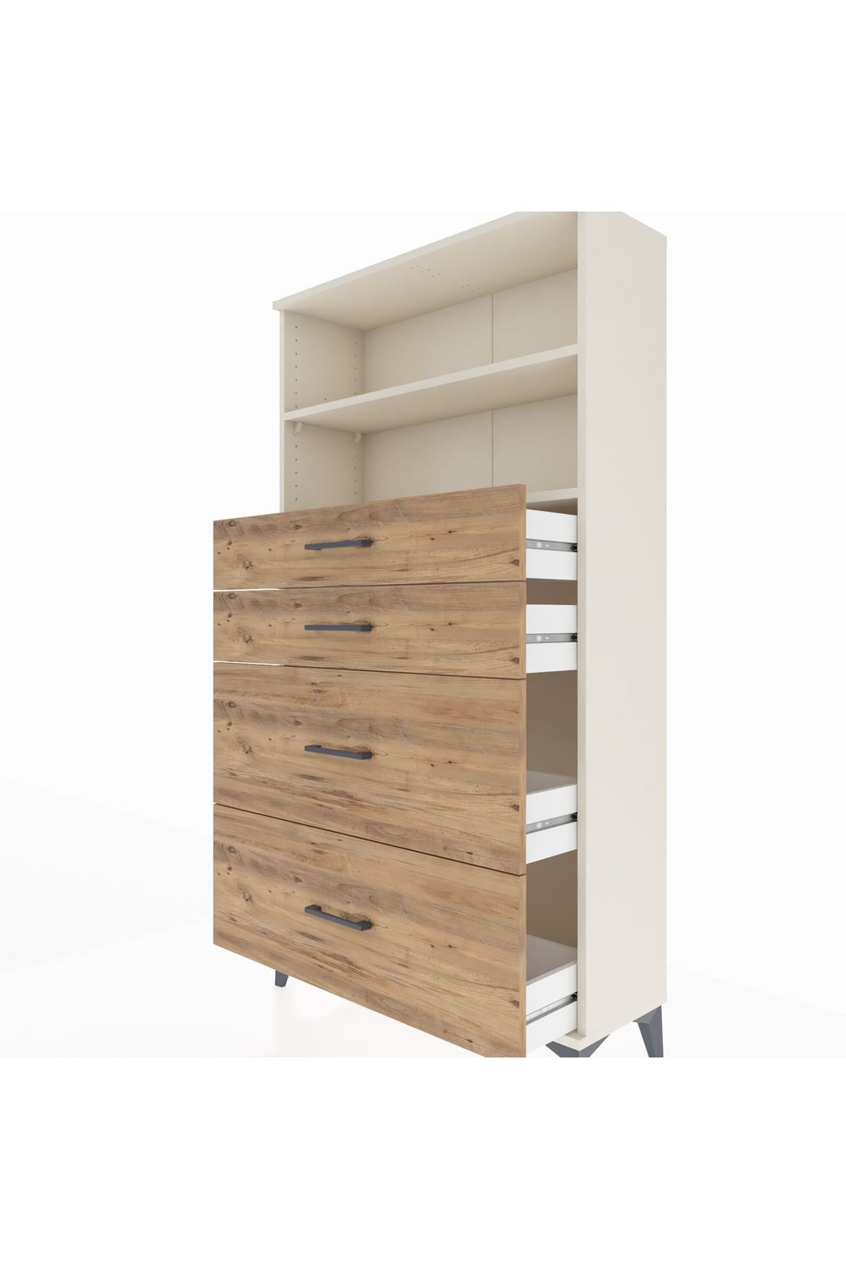 Arges Dolap 2 Raflı 4 Çekmeceli 88x30x163 Aytaşı-Çam