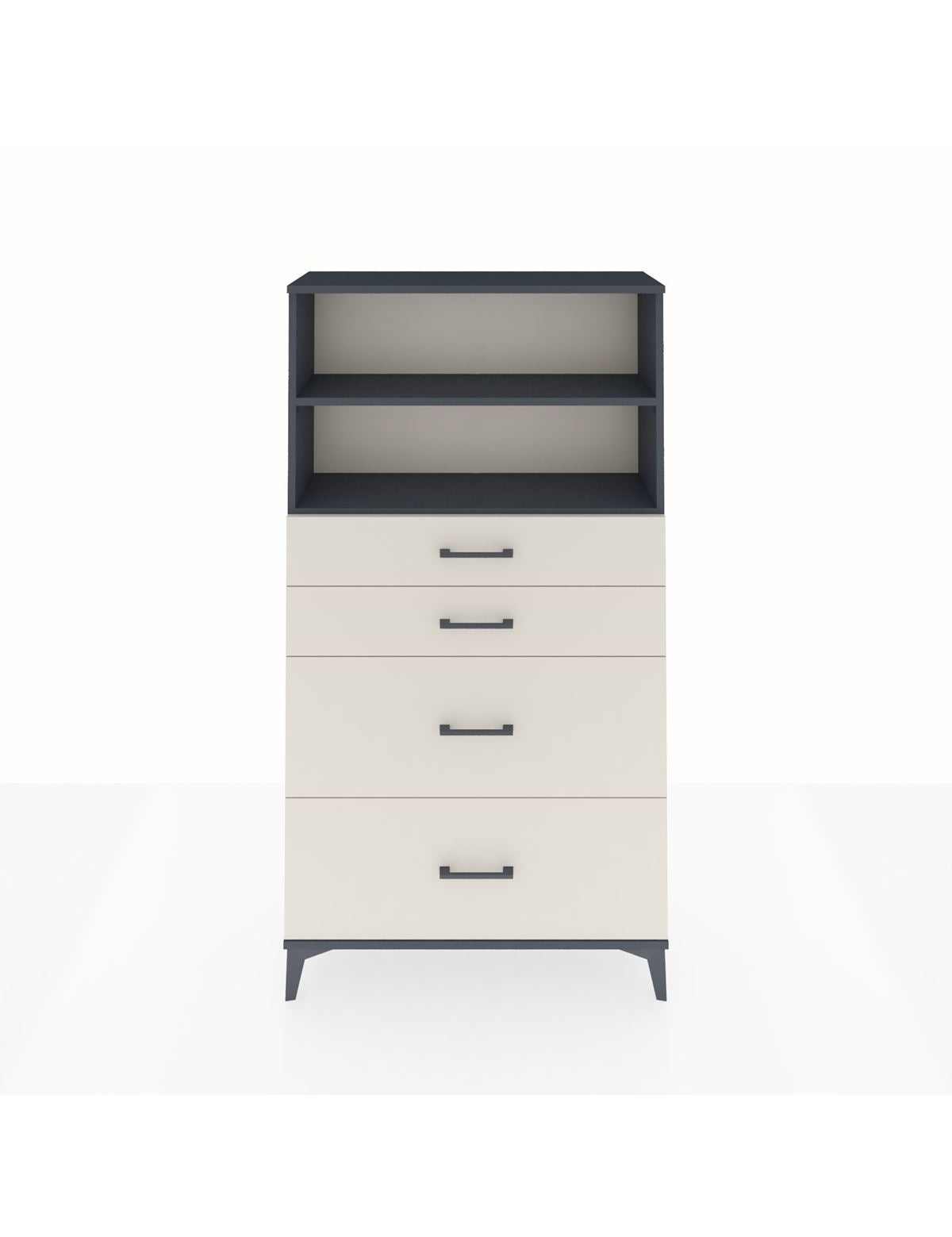 Arges Dolap 2 Raflı 4 Çekmeceli 88x30x163 Antrasit-Aytaşı