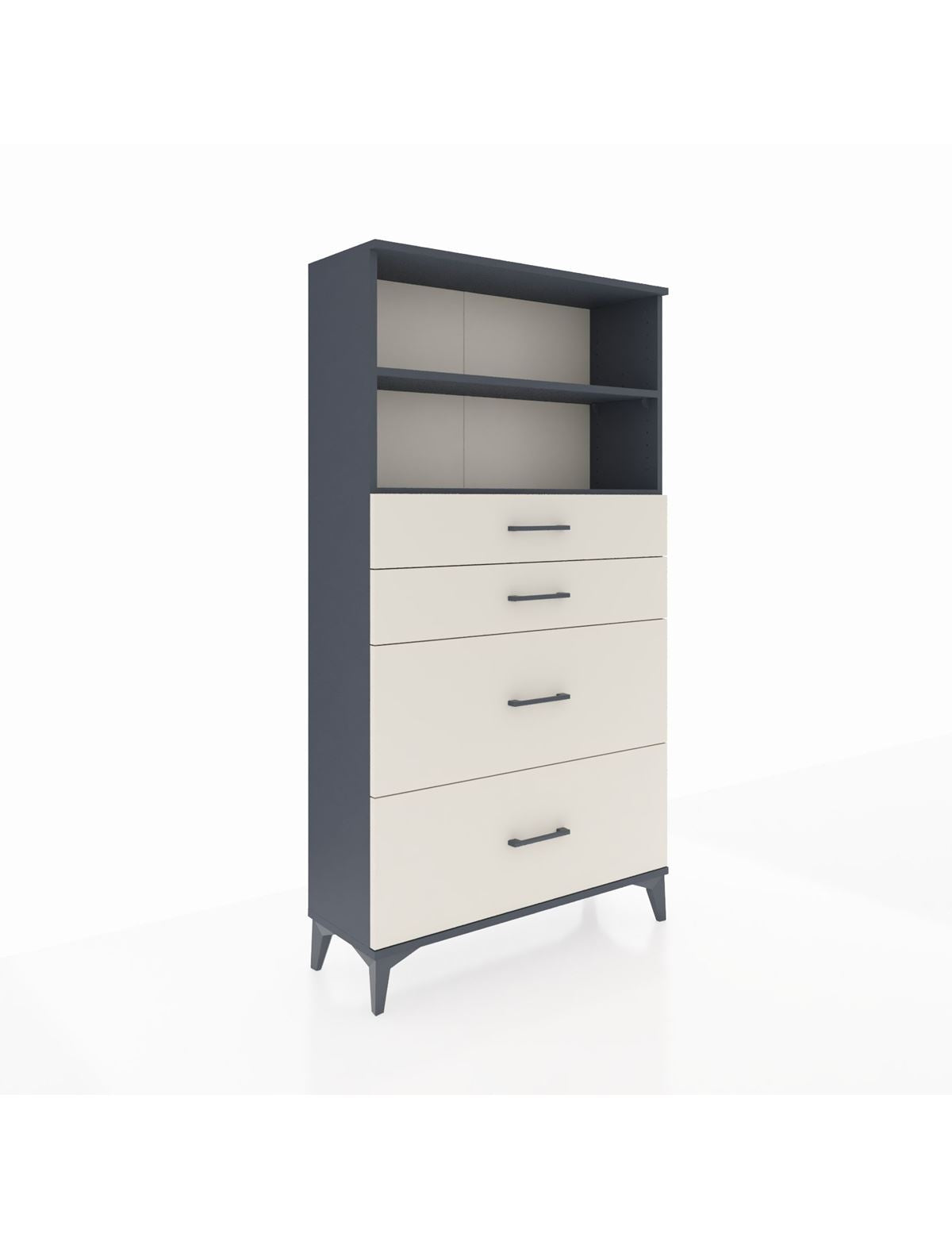 Arges Dolap 2 Raflı 4 Çekmeceli 88x30x163 Antrasit-Aytaşı