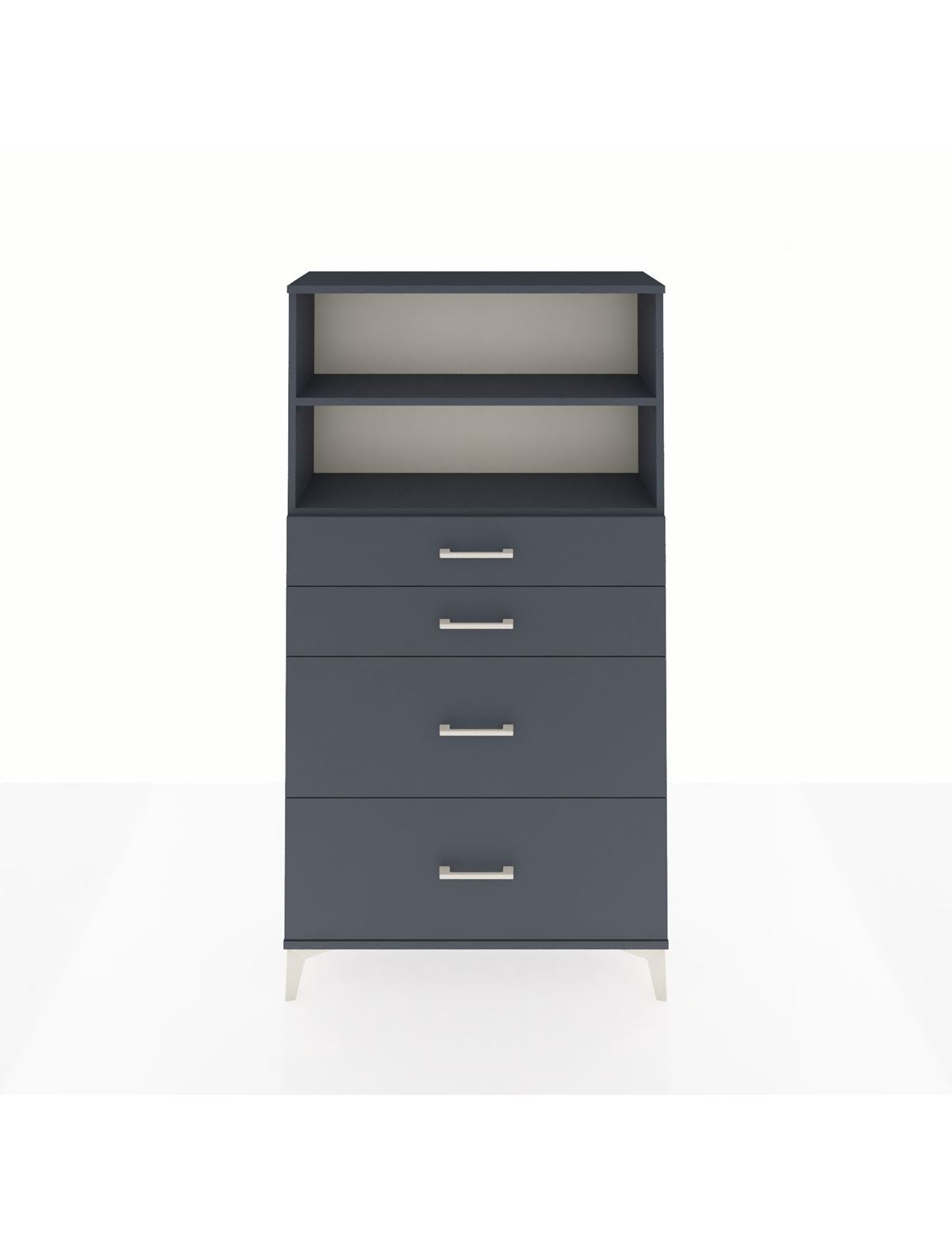 Arges Dolap 2 Raflı 4 Çekmeceli 88x30x163 Antrasit-Antrasit