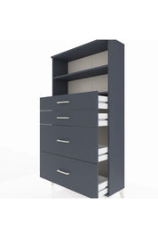 Arges Dolap 2 Raflı 4 Çekmeceli 88x30x163 Antrasit-Antrasit