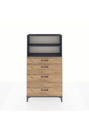 Arges Dolap 2 Raflı 4 Çekmeceli 88x30x163 Antrasit-Çam