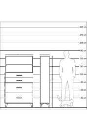 Arges Dolap 2 Raflı 4 Çekmeceli 88x30x163 Antrasit-Çam