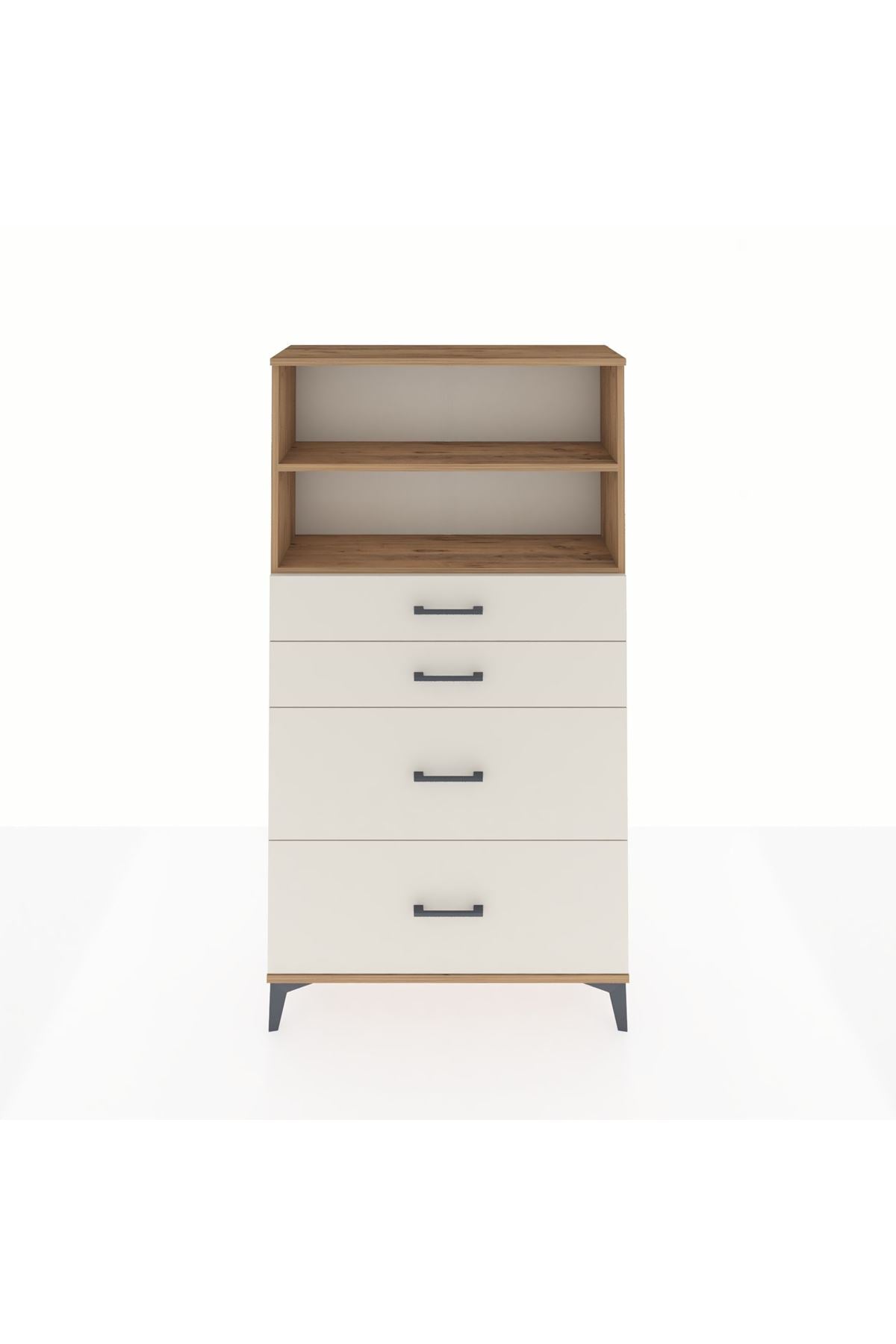 Arges Dolap 2 Raflı 4 Çekmeceli 88x30x163 Çam-Aytaşı