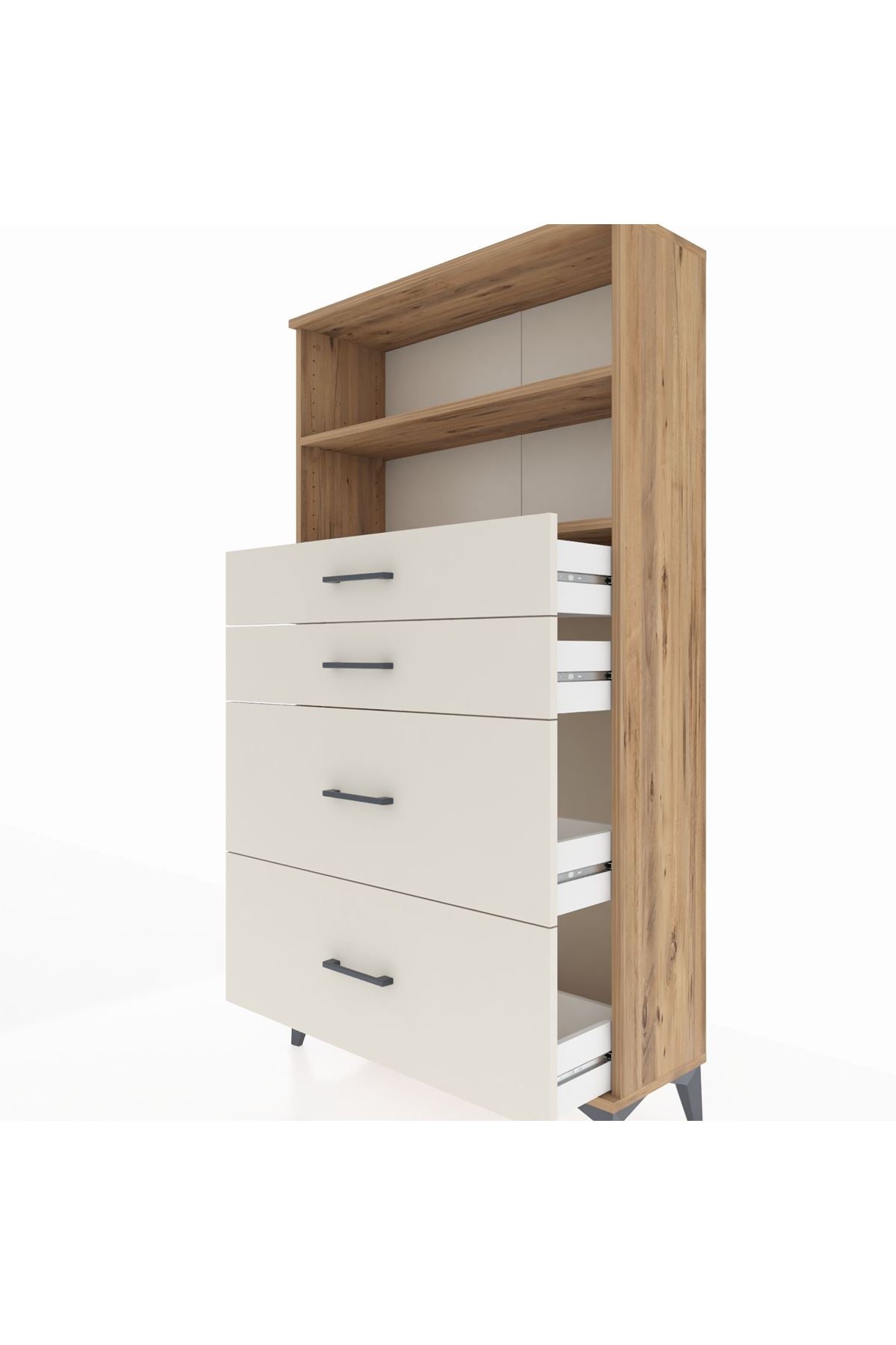 Arges Dolap 2 Raflı 4 Çekmeceli 88x30x163 Çam-Aytaşı