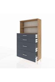 Arges Dolap 2 Raflı 4 Çekmeceli 88x30x163 Çam-Antrasit