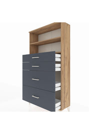 Arges Dolap 2 Raflı 4 Çekmeceli 88x30x163 Çam-Antrasit