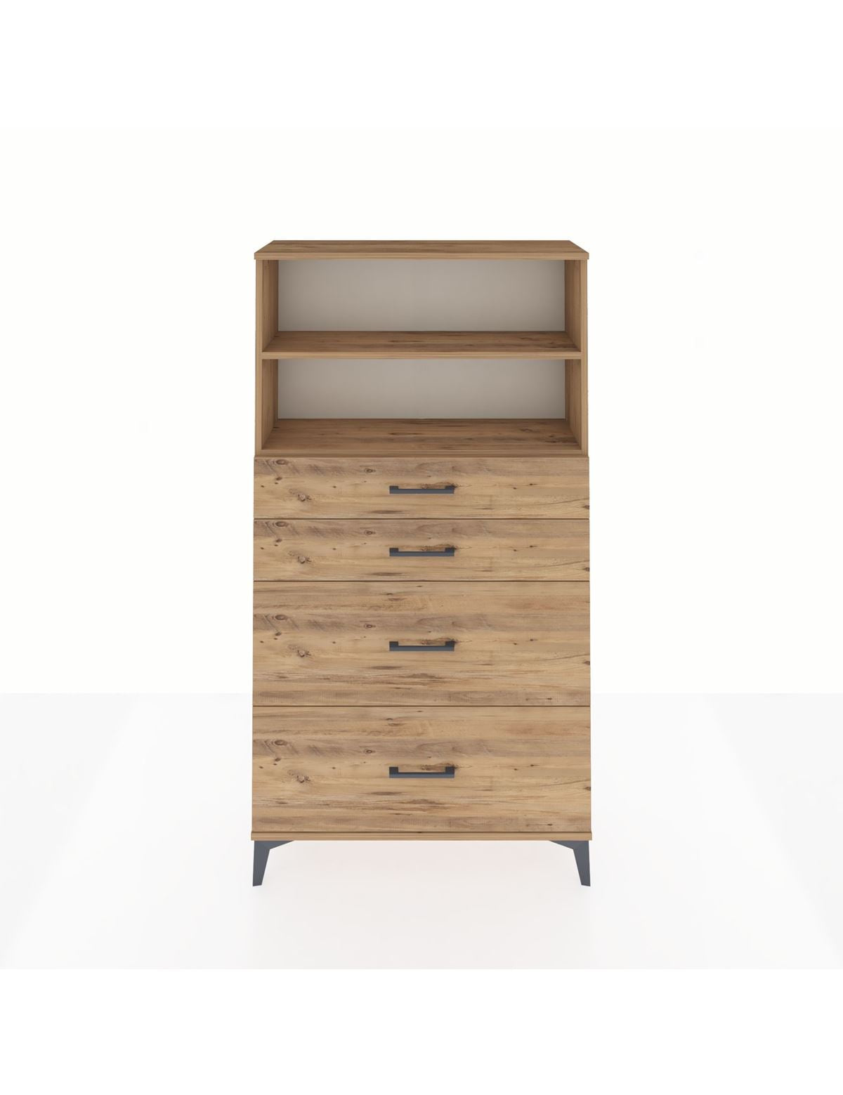 Arges Dolap 2 Raflı 4 Çekmeceli 88x30x163 Çam-Çam