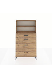 Arges Dolap 2 Raflı 4 Çekmeceli 88x30x163 Çam-Çam