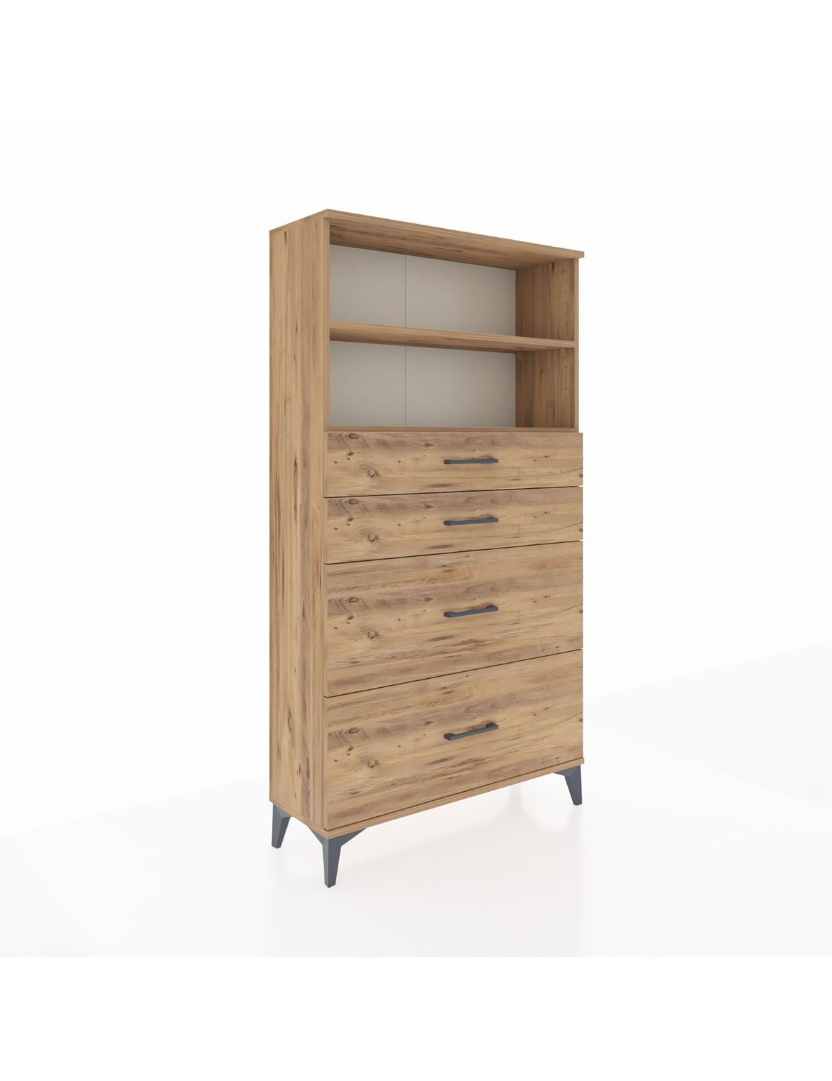 Arges Dolap 2 Raflı 4 Çekmeceli 88x30x163 Çam-Çam