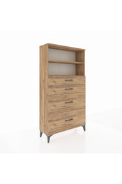 Arges Dolap 2 Raflı 4 Çekmeceli 88x30x163 Çam-Çam