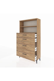 Arges Dolap 2 Raflı 4 Çekmeceli 88x30x163 Çam-Çam