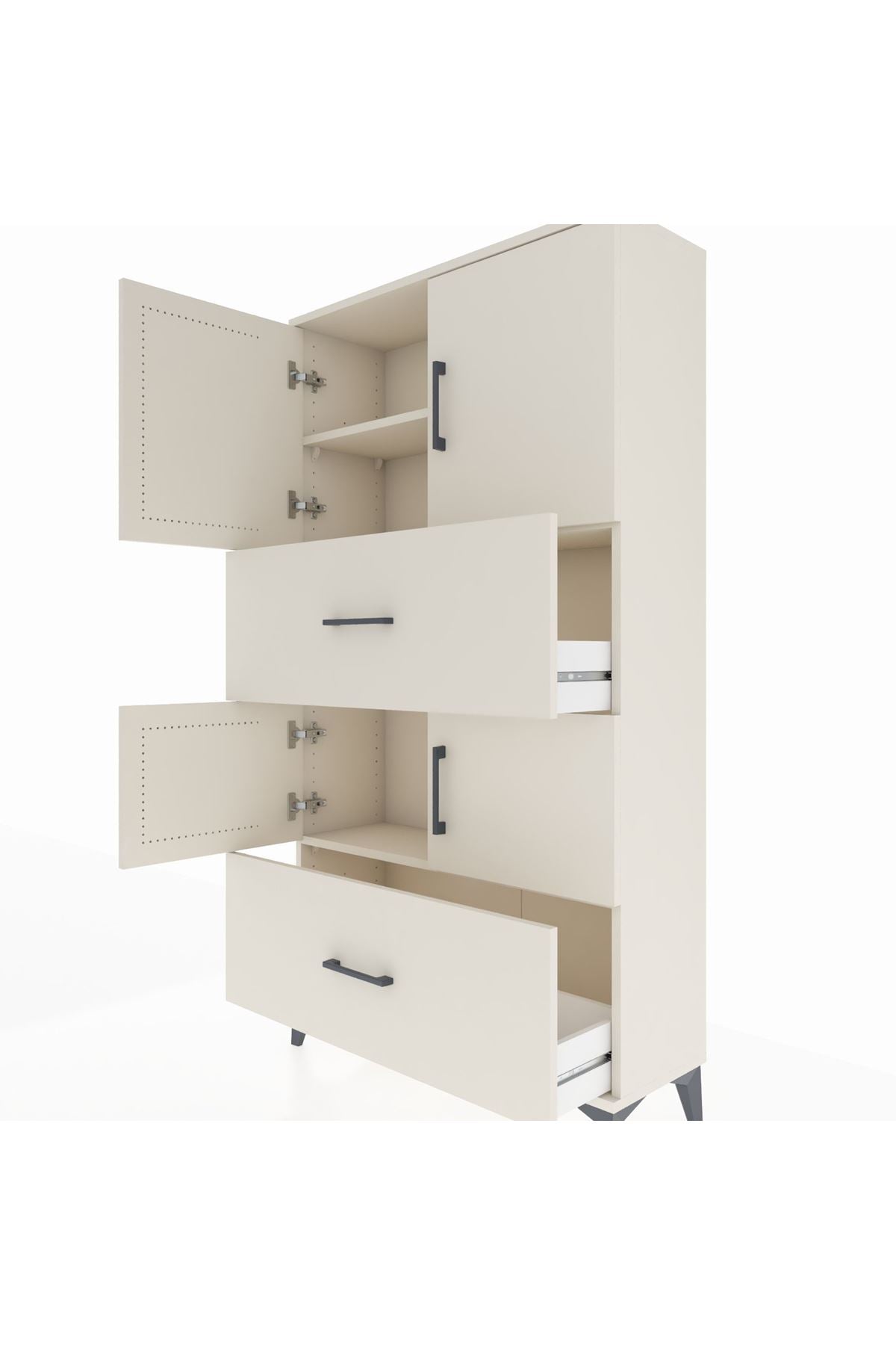 Arges Dolap 3 Raflı 2 Çekmeceli 4 Kapaklı 88x30x163 Aytaşı-Aytaşı