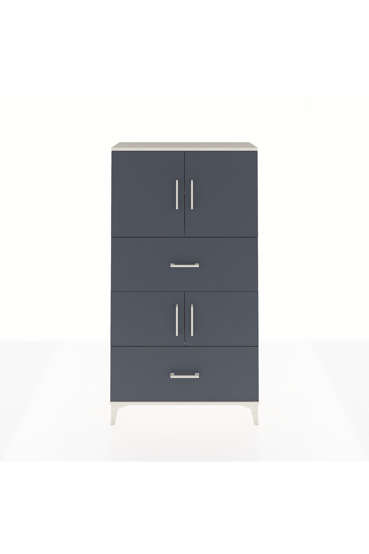 Arges Dolap 3 Raflı 2 Çekmeceli 4 Kapaklı 88x30x163 Aytaşı-Antrasit