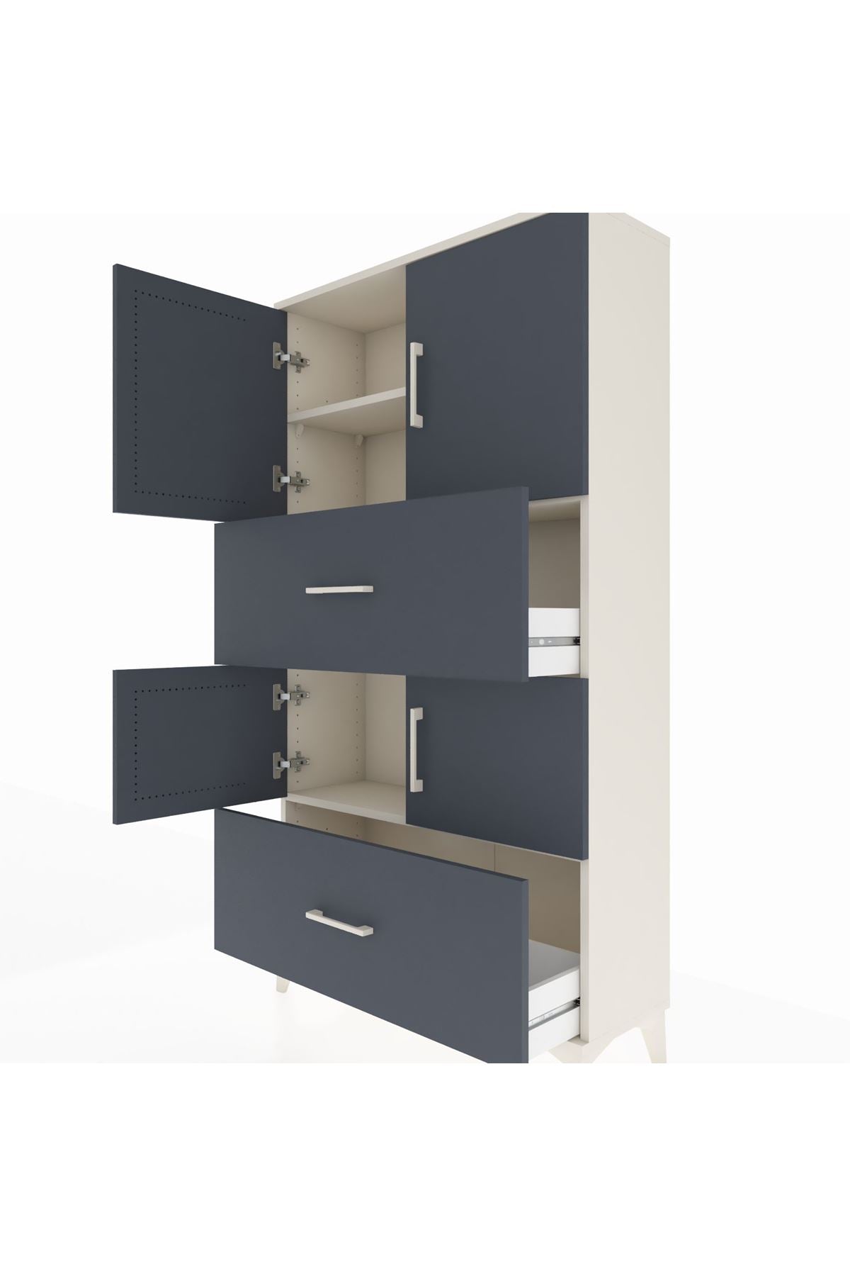 Arges Dolap 3 Raflı 2 Çekmeceli 4 Kapaklı 88x30x163 Aytaşı-Antrasit