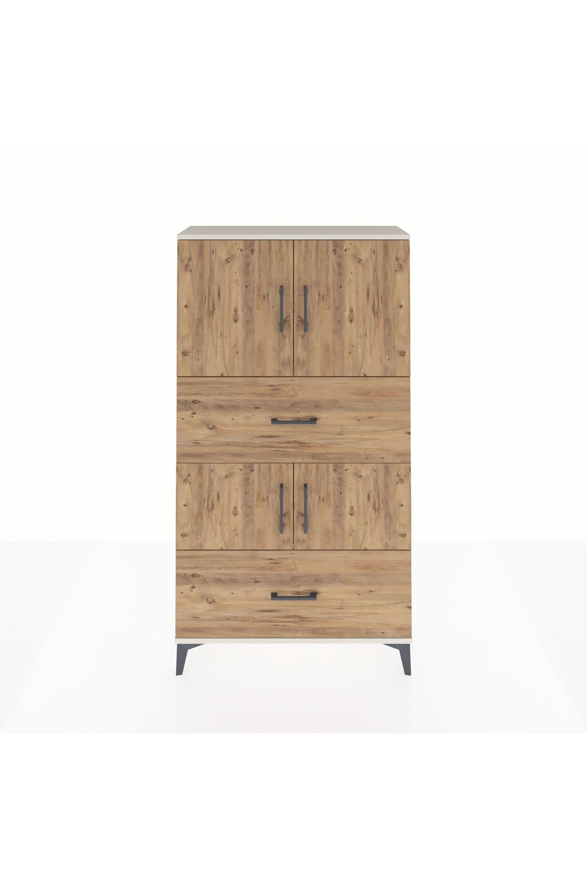 Arges Dolap 3 Raflı 2 Çekmeceli 4 Kapaklı 88x30x163 Aytaşı-Çam