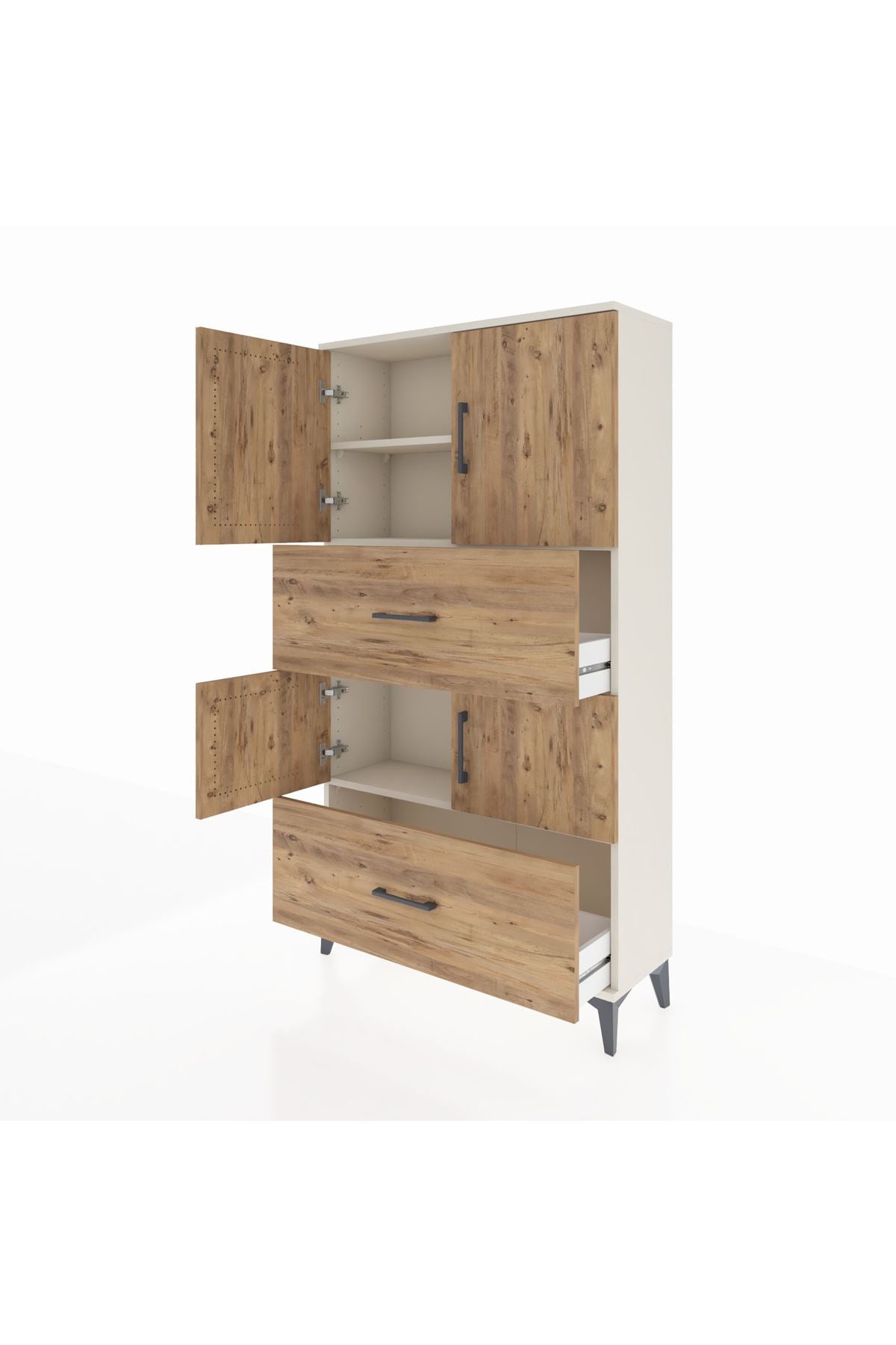 Arges Dolap 3 Raflı 2 Çekmeceli 4 Kapaklı 88x30x163 Aytaşı-Çam