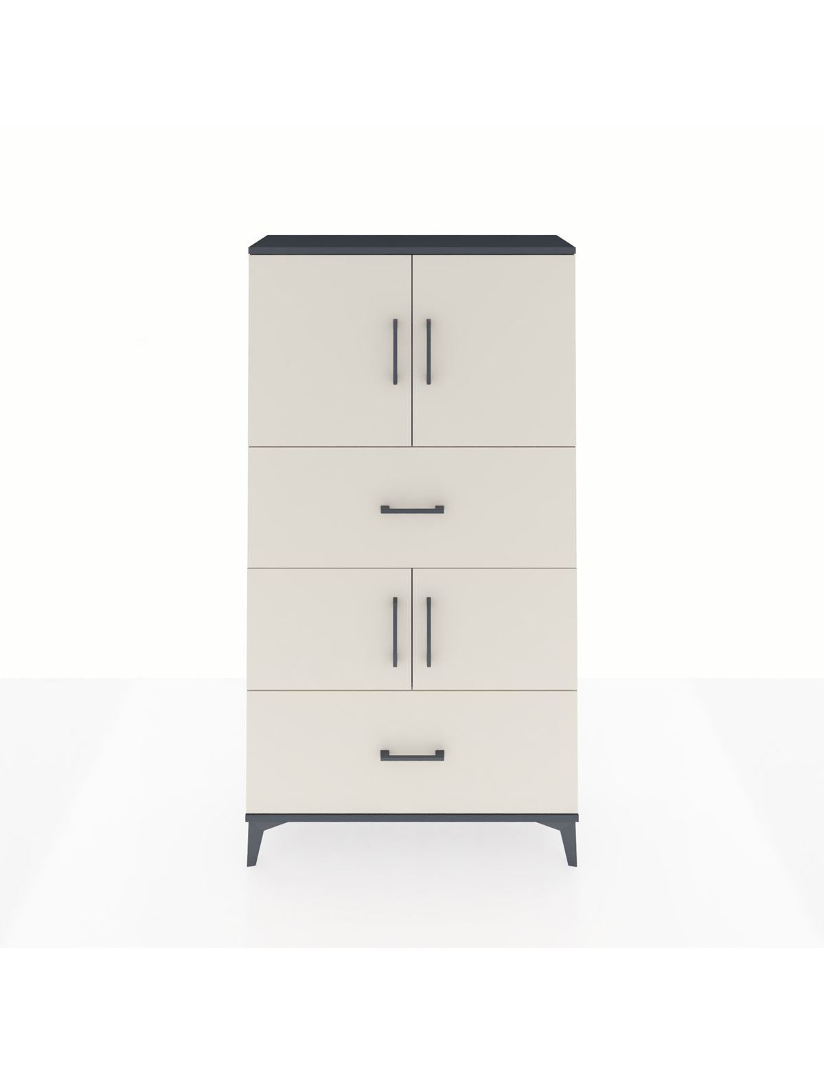 Arges Dolap 3 Raflı 2 Çekmeceli 4 Kapaklı 88x30x163 Antrasit-Aytaşı