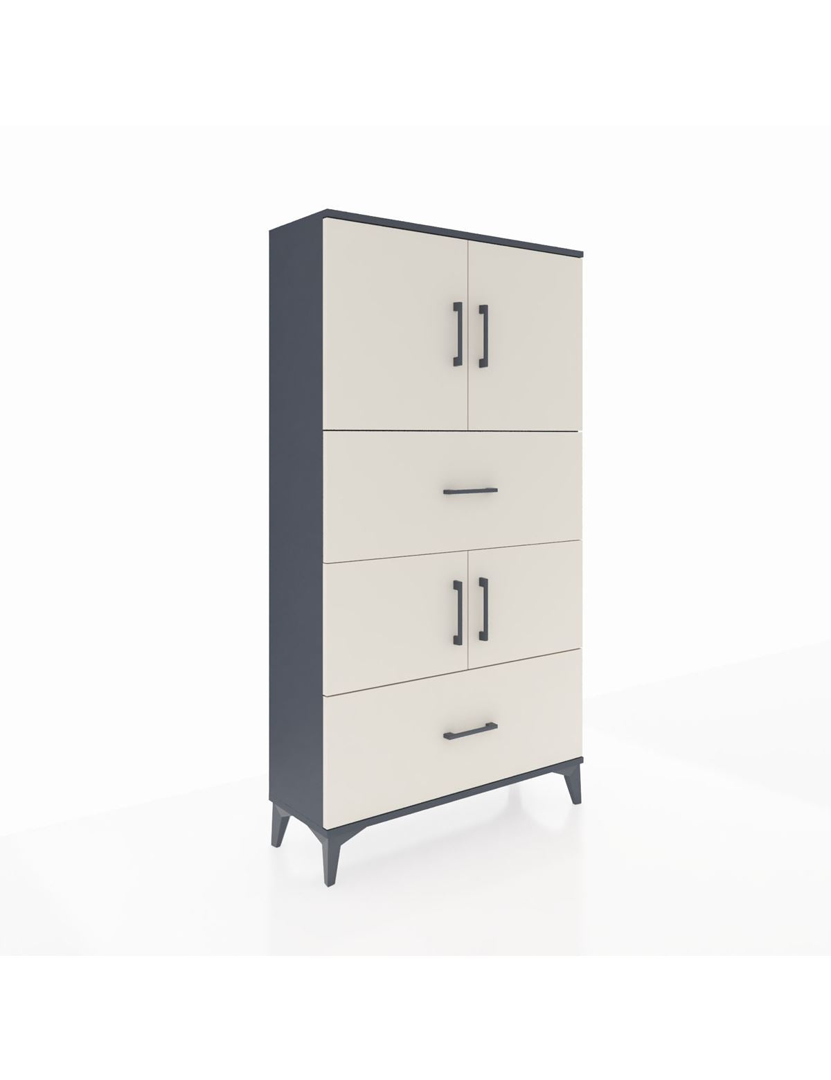 Arges Dolap 3 Raflı 2 Çekmeceli 4 Kapaklı 88x30x163 Antrasit-Aytaşı