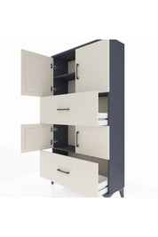 Arges Dolap 3 Raflı 2 Çekmeceli 4 Kapaklı 88x30x163 Antrasit-Aytaşı