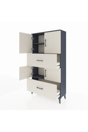 Arges Dolap 3 Raflı 2 Çekmeceli 4 Kapaklı 88x30x163 Antrasit-Aytaşı