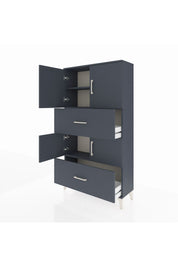 Arges Dolap 3 Raflı 2 Çekmeceli 4 Kapaklı 88x30x163 Antrasit-Antrasit