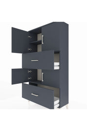 Arges Dolap 3 Raflı 2 Çekmeceli 4 Kapaklı 88x30x163 Antrasit-Antrasit