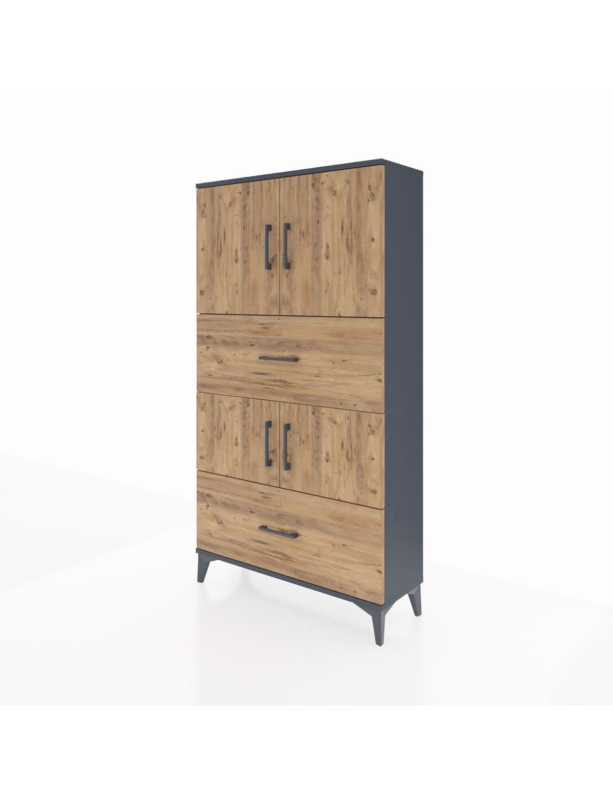 Arges Dolap 3 Raflı 2 Çekmeceli 4 Kapaklı 88x30x163 - S21M027V6A