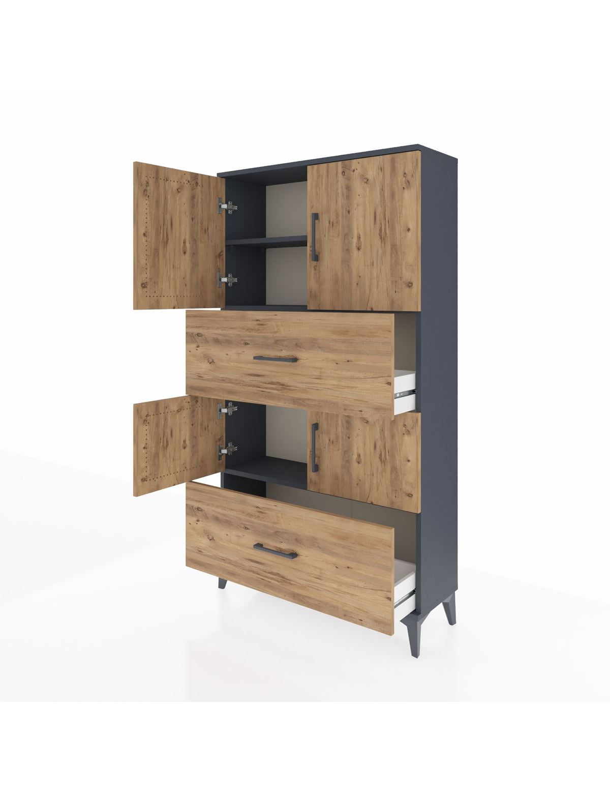 Arges Dolap 3 Raflı 2 Çekmeceli 4 Kapaklı 88x30x163 - S21M027V6A