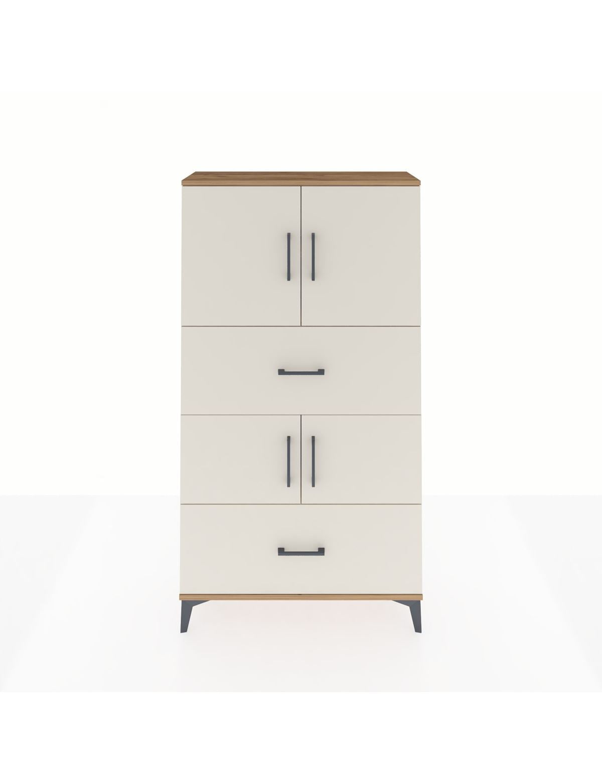 Arges Dolap 3 Raflı 2 Çekmeceli 4 Kapaklı 88x30x163 Çam-Aytaşı