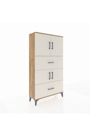 Arges Dolap 3 Raflı 2 Çekmeceli 4 Kapaklı 88x30x163 Çam-Aytaşı