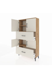 Arges Dolap 3 Raflı 2 Çekmeceli 4 Kapaklı 88x30x163 Çam-Aytaşı