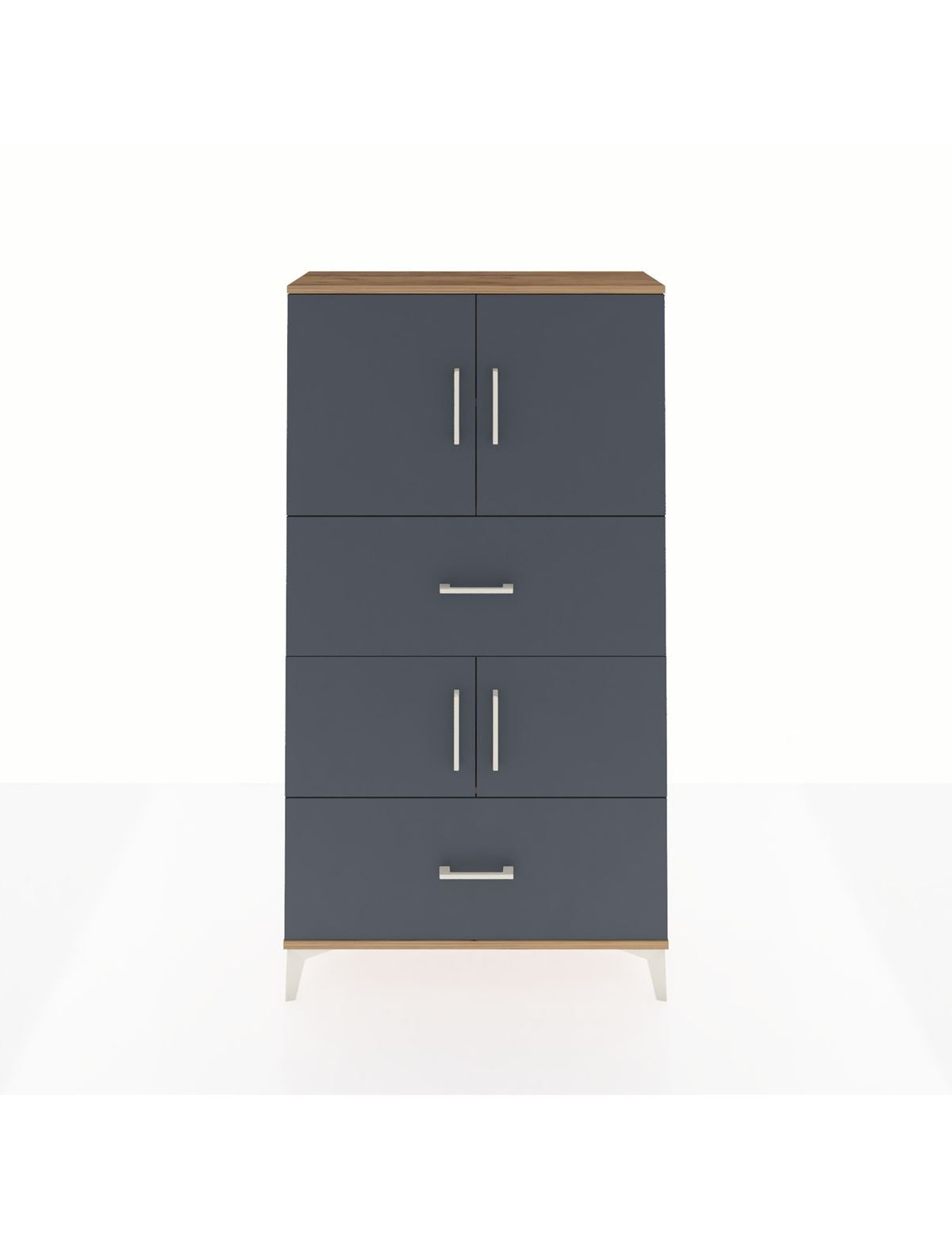 Arges Dolap 3 Raflı 2 Çekmeceli 4 Kapaklı 88x30x163 Çam-Antrasit