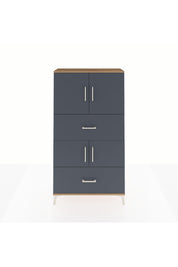 Arges Dolap 3 Raflı 2 Çekmeceli 4 Kapaklı 88x30x163 Çam-Antrasit