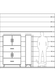 Arges Dolap 3 Raflı 2 Çekmeceli 4 Kapaklı 88x30x163 Çam-Antrasit