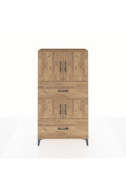Arges Dolap 3 Raflı 2 Çekmeceli 4 Kapaklı 88x30x163 Çam-Çam