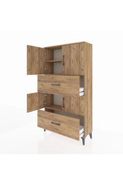 Arges Dolap 3 Raflı 2 Çekmeceli 4 Kapaklı 88x30x163 Çam-Çam