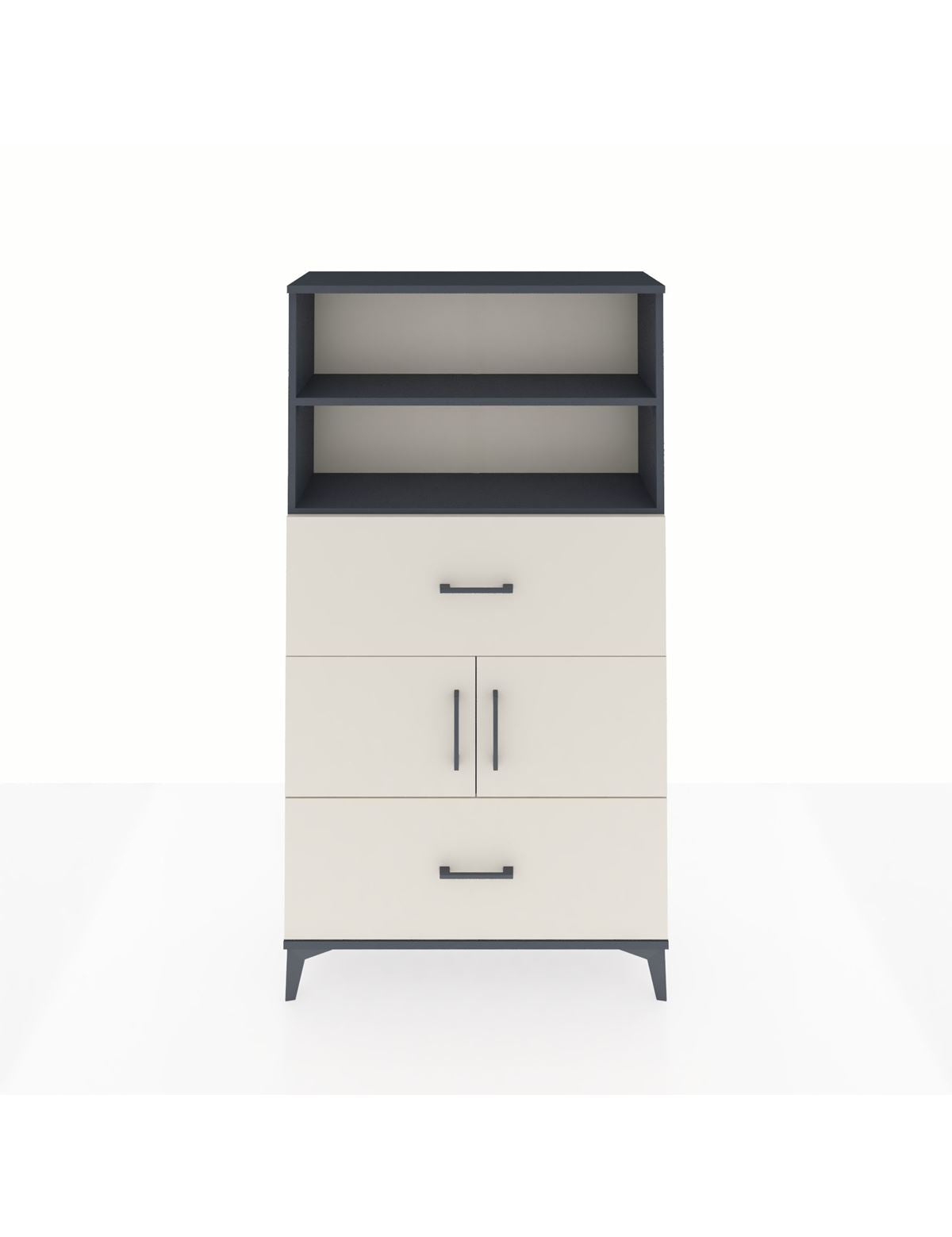 Arges Dolap 3 Raflı 2 Çekmeceli 2 Kapaklı 88x30x163 Antrasit-Aytaşı