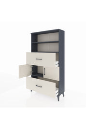 Arges Dolap 3 Raflı 2 Çekmeceli 2 Kapaklı 88x30x163 Antrasit-Aytaşı