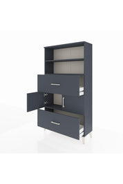 Arges Dolap 3 Raflı 2 Çekmeceli 2 Kapaklı 88x30x163 Antrasit-Antrasit