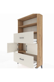 Arges Dolap 3 Raflı 2 Çekmeceli 2 Kapaklı 88x30x163 Çam-Aytaşı