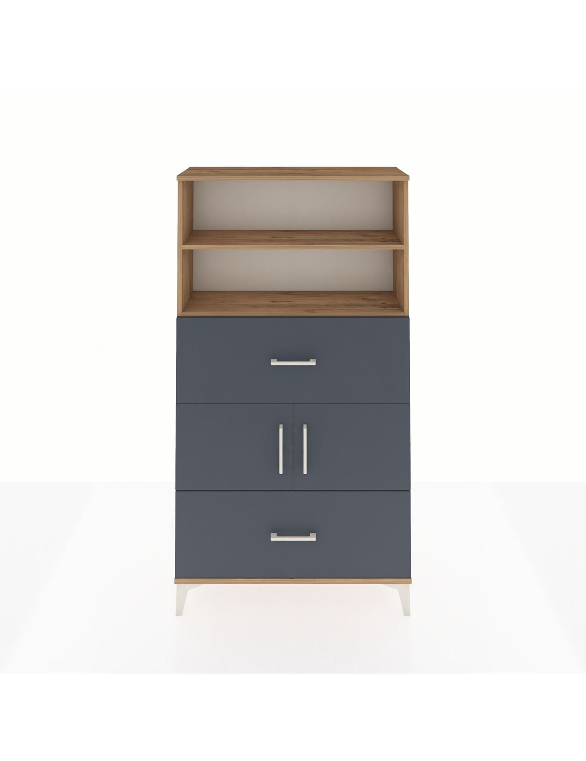 Arges Dolap 3 Raflı 2 Çekmeceli 2 Kapaklı 88x30x163 Çam-Antrasit