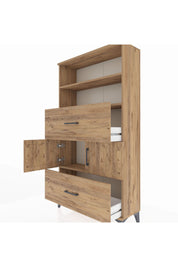 Arges Dolap 3 Raflı 2 Çekmeceli 2 Kapaklı 88x30x163 Çam-Çam