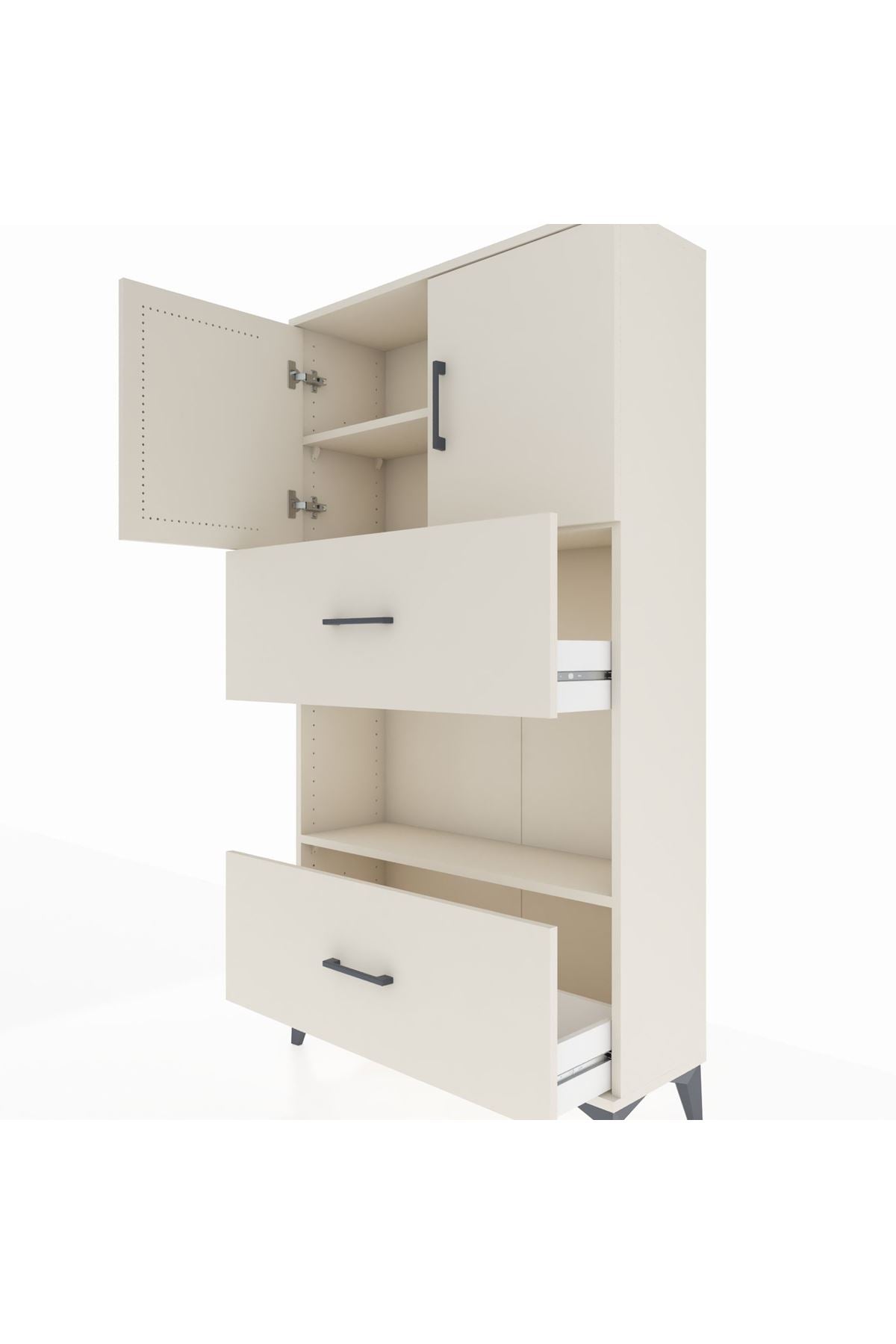 Arges Dolap 3 Raflı 2 Çekmeceli 2 Kapaklı 88x30x163 Aytaşı-Aytaşı