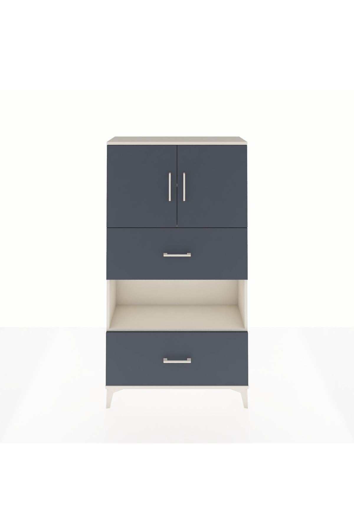 Arges Dolap 3 Raflı 2 Çekmeceli 2 Kapaklı 88x30x163 Aytaşı-Antrasit