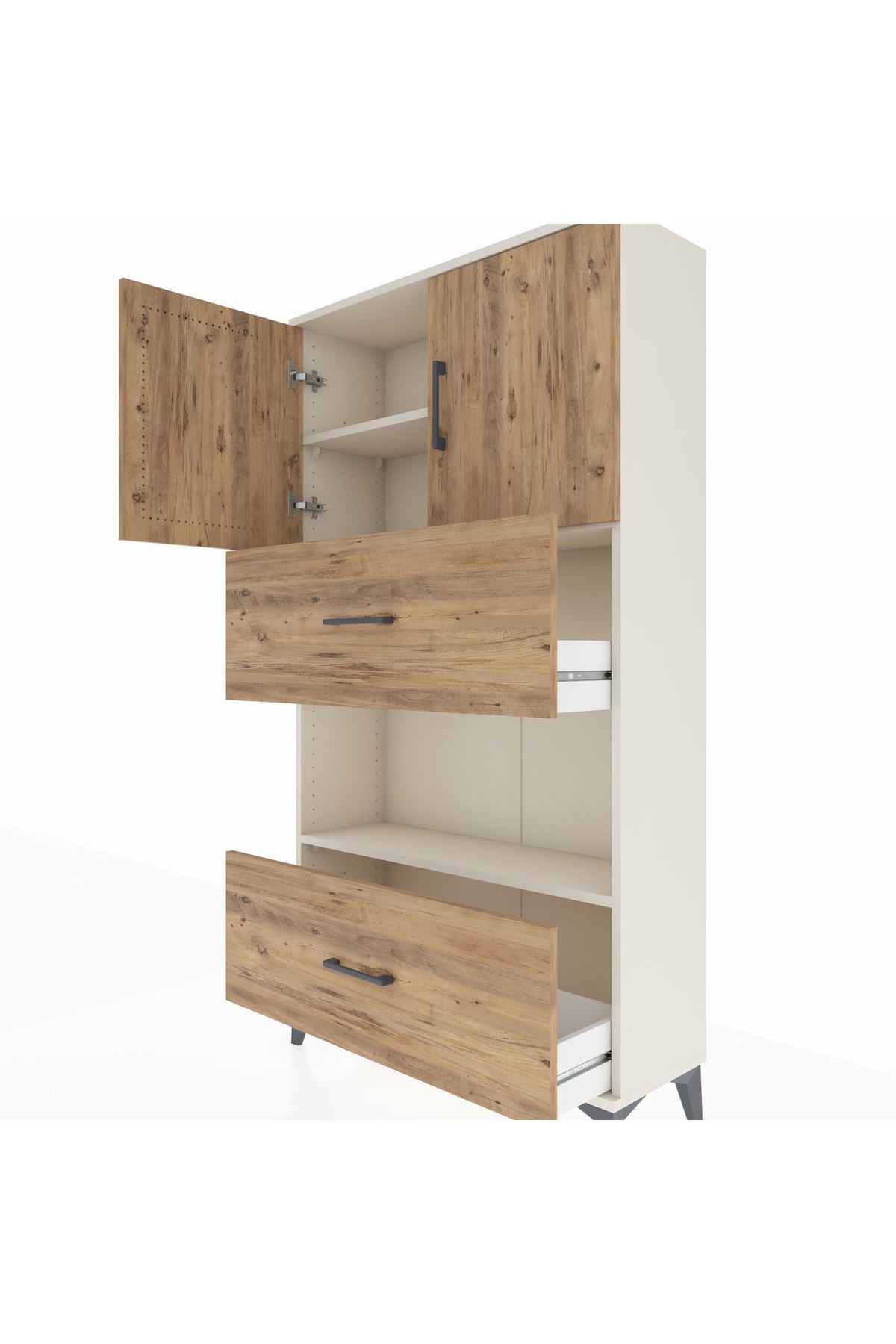 Arges Dolap 3 Raflı 2 Çekmeceli 2 Kapaklı 88x30x163 Aytaşı-Çam