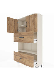 Arges Dolap 3 Raflı 2 Çekmeceli 2 Kapaklı 88x30x163 Aytaşı-Çam
