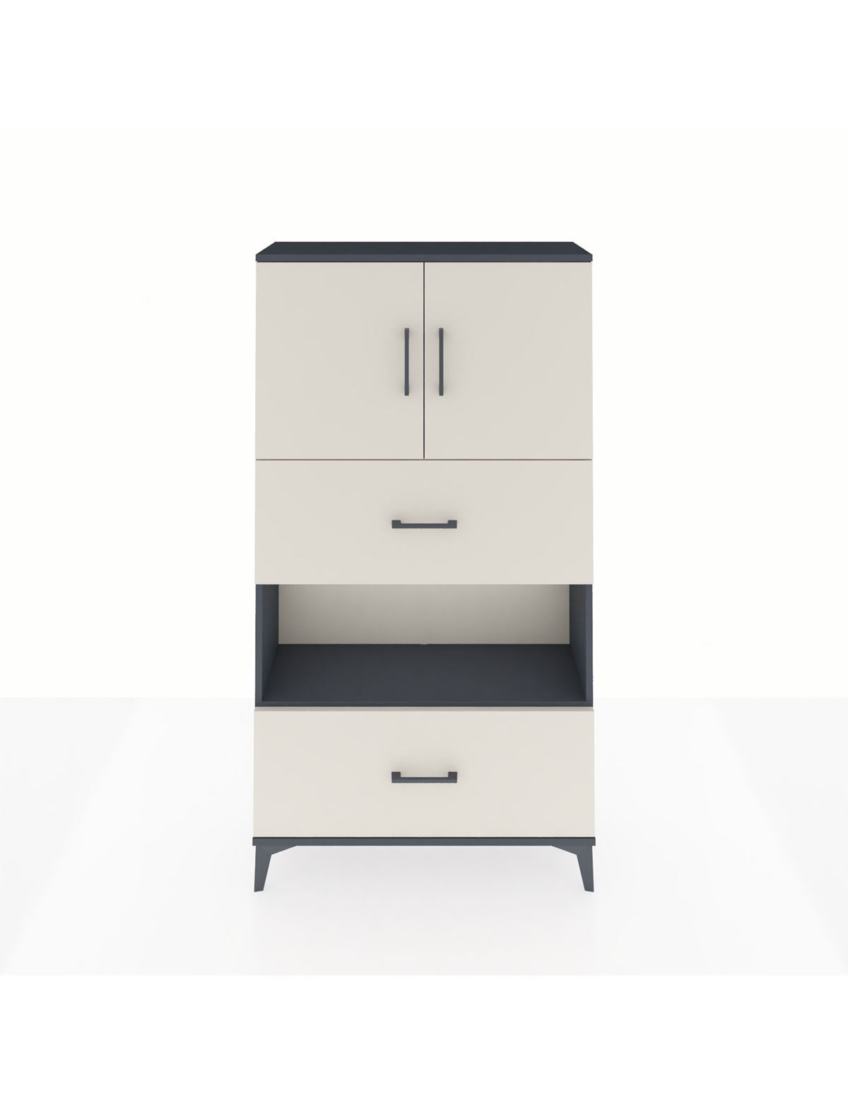 Arges Dolap 3 Raflı 2 Çekmeceli 2 Kapaklı 88x30x163 Antrasit-Aytaşı